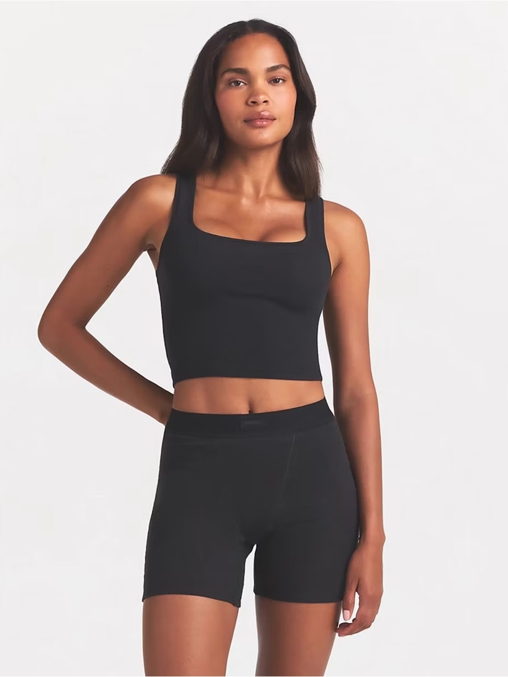 Skims Black Cotton Rib Tank